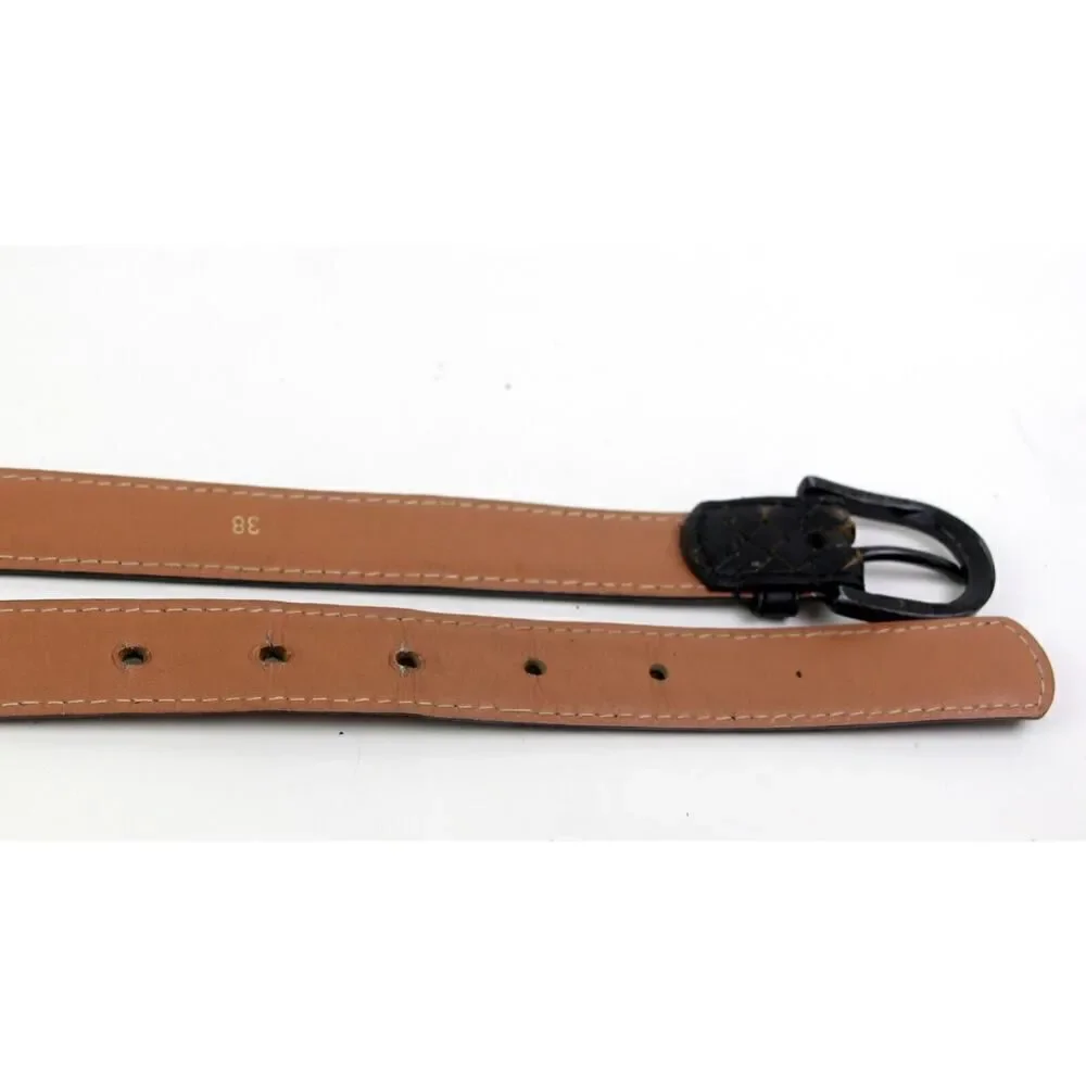BRAIDED BLACK GENUINE LEATHER 7/8